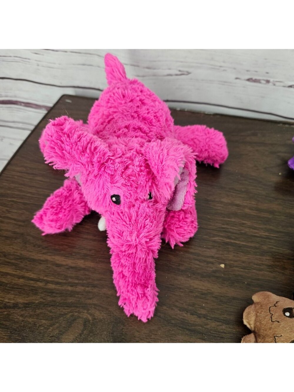 KONG Cozie Pink Elephant Plush Dog Toy Soft Durable Pet Chew Squeaker
